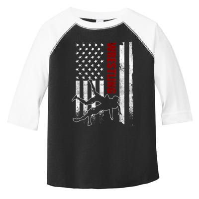 Retro American Wrestling Apparel US Flag Wrestling TShirt Toddler Fine Jersey T-Shirt