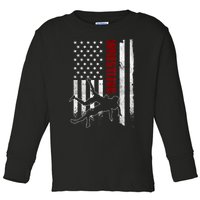 Retro American Wrestling Apparel US Flag Wrestling TShirt Toddler Long Sleeve Shirt