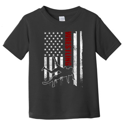 Retro American Wrestling Apparel US Flag Wrestling TShirt Toddler T-Shirt