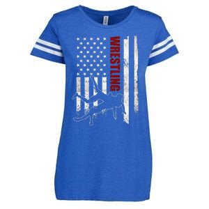 Retro American Wrestling Apparel US Flag Wrestling  Enza Ladies Jersey Football T-Shirt