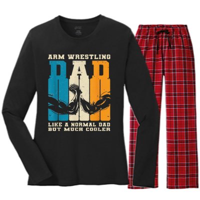 Retro Arm Wrestling Dad Normal Dad But Cooler Armwrestling  Women's Long Sleeve Flannel Pajama Set 