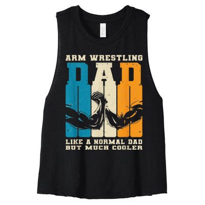 Retro Arm Wrestling Dad Normal Dad But Cooler Armwrestling  Women's Racerback Cropped Tank