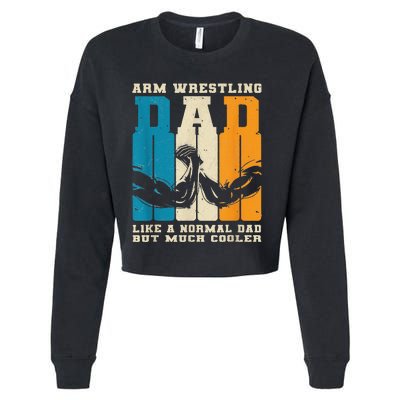 Retro Arm Wrestling Dad Normal Dad But Cooler Armwrestling  Cropped Pullover Crew