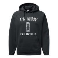 Retired Army Warrant Officer CW3 Veteran Vintage Performance Fleece Hoodie