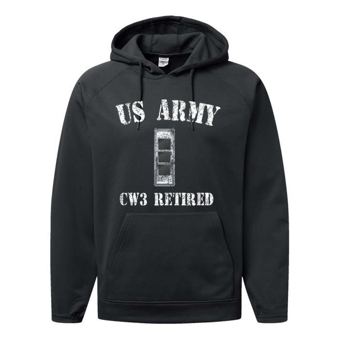 Retired Army Warrant Officer CW3 Veteran Vintage Performance Fleece Hoodie