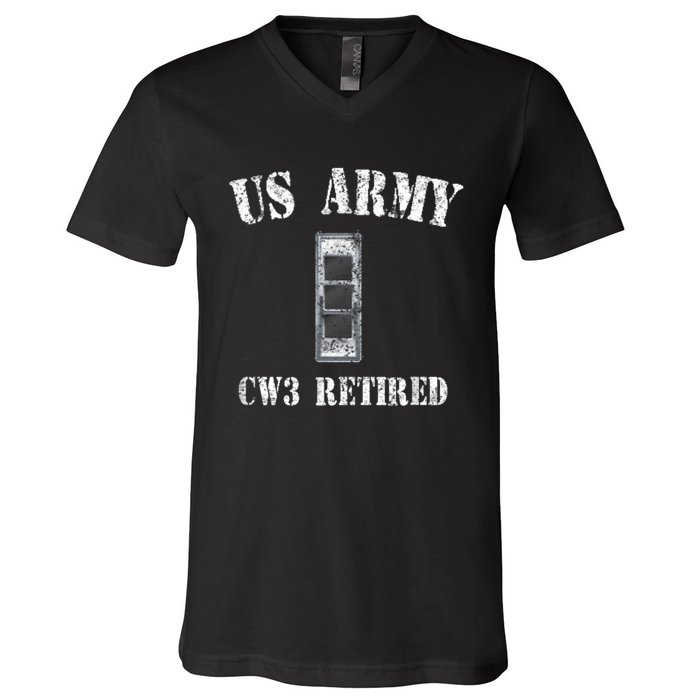 Retired Army Warrant Officer CW3 Veteran Vintage V-Neck T-Shirt