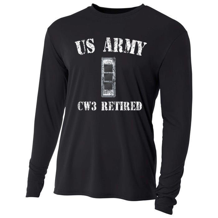 Retired Army Warrant Officer CW3 Veteran Vintage Cooling Performance Long Sleeve Crew