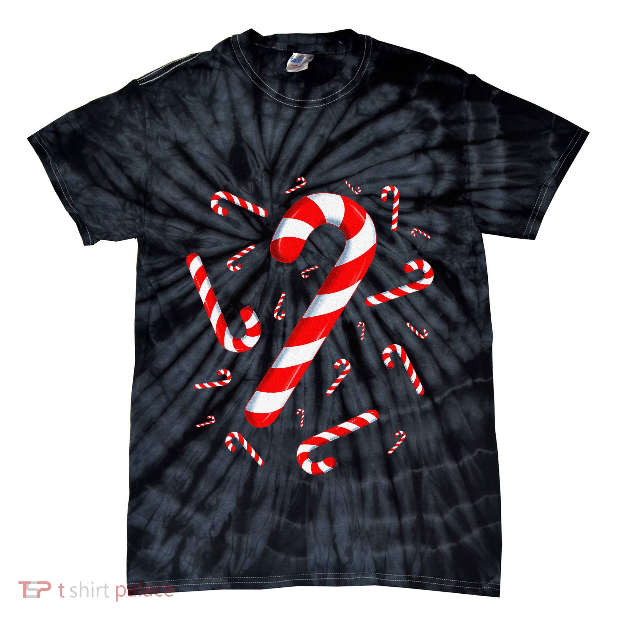 Red And White Candy Cane Santa Christmas Funny Xmas Lights Gift Tie-Dye T-Shirt
