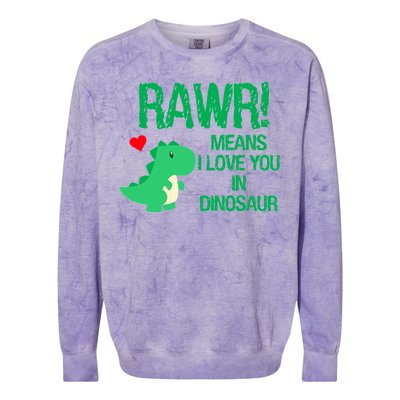 Rawr Means I Love You In Dinosaur Colorblast Crewneck Sweatshirt