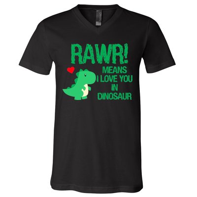 Rawr Means I Love You In Dinosaur V-Neck T-Shirt