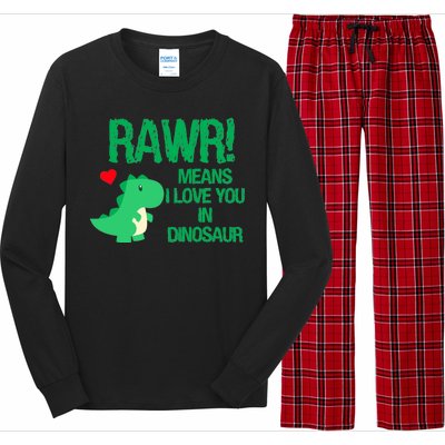 Rawr Means I Love You In Dinosaur Long Sleeve Pajama Set