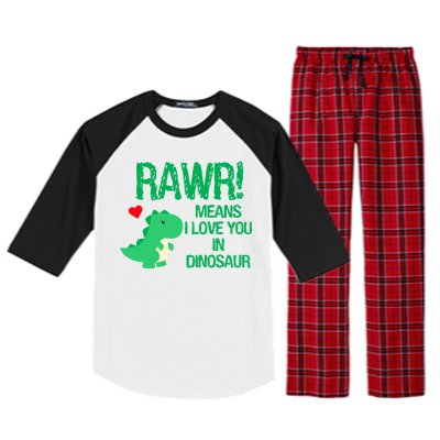 Rawr Means I Love You In Dinosaur Raglan Sleeve Pajama Set