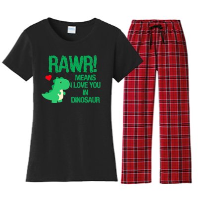 Rawr Means I Love You In Dinosaur Women's Flannel Pajama Set