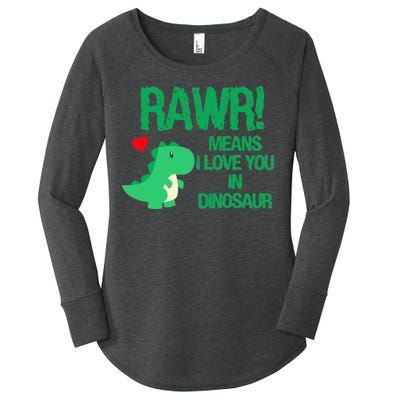 Rawr Means I Love You In Dinosaur Women's Perfect Tri Tunic Long Sleeve Shirt