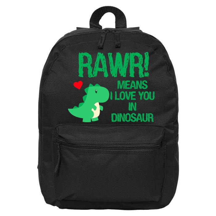 Rawr Means I Love You In Dinosaur 16 in Basic Backpack