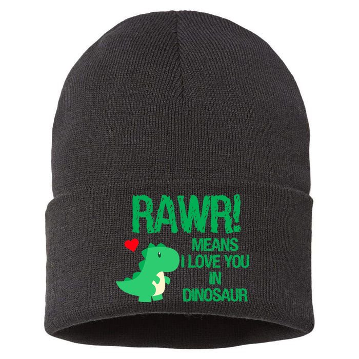 Rawr Means I Love You In Dinosaur Sustainable Knit Beanie