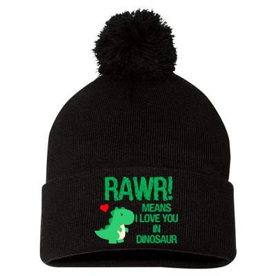 Rawr Means I Love You In Dinosaur Pom Pom 12in Knit Beanie