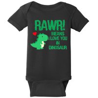 Rawr Means I Love You In Dinosaur Baby Bodysuit