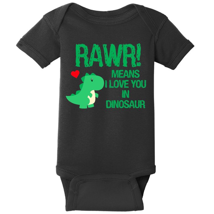 Rawr Means I Love You In Dinosaur Baby Bodysuit