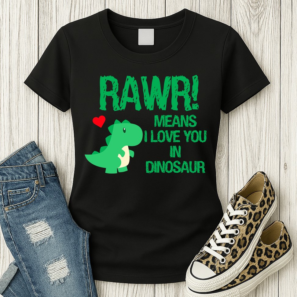 Rawr Means I Love You In Dinosaur Womens T-Shirt