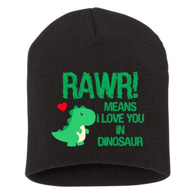 Rawr Means I Love You In Dinosaur Short Acrylic Beanie