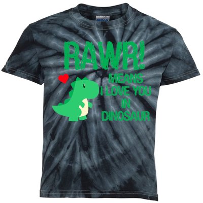 Rawr Means I Love You In Dinosaur Kids Tie-Dye T-Shirt