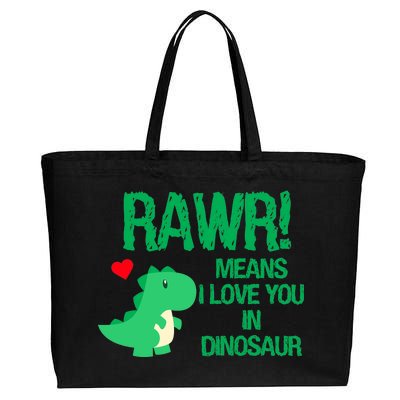 Rawr Means I Love You In Dinosaur Cotton Canvas Jumbo Tote