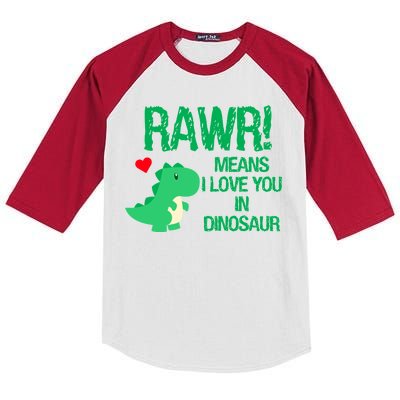 Rawr Means I Love You In Dinosaur Kids Colorblock Raglan Jersey