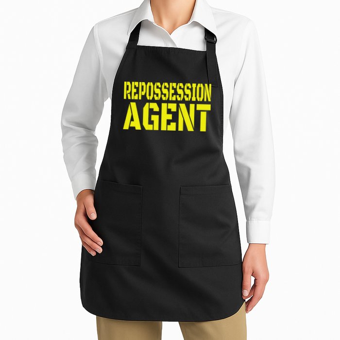 Repo Agent Yellow Text Work Full-Length Apron With Pockets