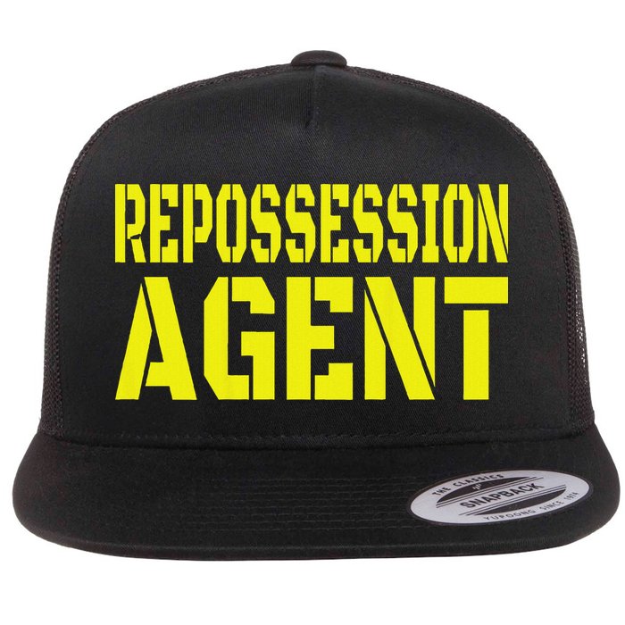 Repo Agent Yellow Text Work Flat Bill Trucker Hat
