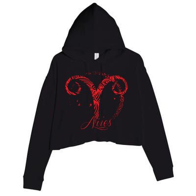 Red Aries Zodiac Sign Birthday Stars March April Horoscope Crop Fleece Hoodie