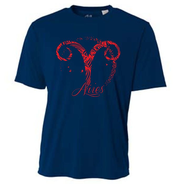 Red Aries Zodiac Sign Birthday Stars March April Horoscope Cooling Performance Crew T-Shirt