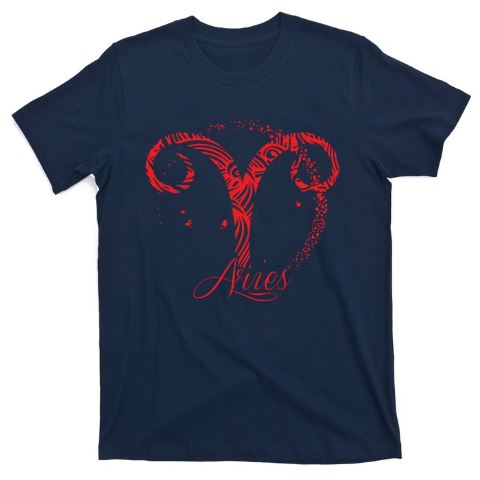 Red Aries Zodiac Sign Birthday Stars March April Horoscope T-Shirt