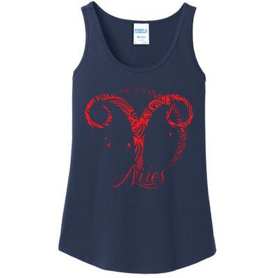 Red Aries Zodiac Sign Birthday Stars March April Horoscope Ladies Essential Tank