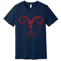 Red Aries Zodiac Sign Birthday Stars March April Horoscope Premium T-Shirt