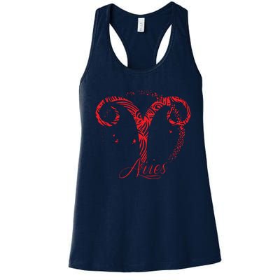 Red Aries Zodiac Sign Birthday Stars March April Horoscope Women's Racerback Tank