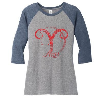 Red Aries Zodiac Sign Birthday Stars March April Horoscope Women's Tri-Blend 3/4-Sleeve Raglan Shirt