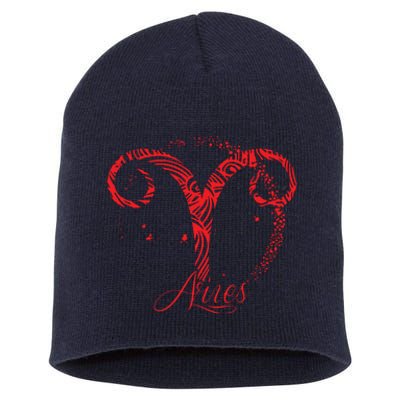 Red Aries Zodiac Sign Birthday Stars March April Horoscope Short Acrylic Beanie