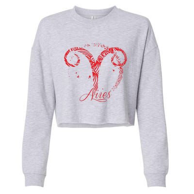 Red Aries Zodiac Sign Birthday Stars March April Horoscope Cropped Pullover Crew