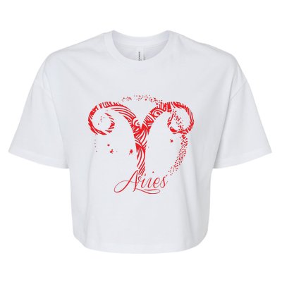 Red Aries Zodiac Sign Birthday Stars March April Horoscope Bella+Canvas Jersey Crop Tee