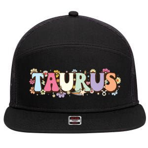 Retro Astrology Zodiac Sign April Or May Birthday Taurus 7 Panel Mesh Trucker Snapback Hat