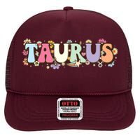 Retro Astrology Zodiac Sign April Or May Birthday Taurus High Crown Mesh Back Trucker Hat