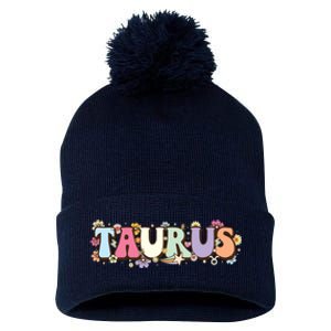 Retro Astrology Zodiac Sign April Or May Birthday Taurus Pom Pom 12in Knit Beanie