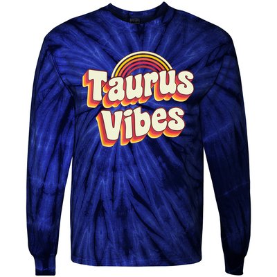 Retro Astrology Zodiac Sign April Or May Birthday Taurus Tie-Dye Long Sleeve Shirt