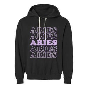 Retro Aries Zodiac Birthday Purple Lilac Lavender March Cute Garment-Dyed Fleece Hoodie