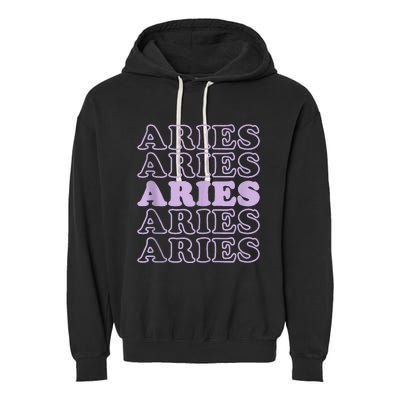 Retro Aries Zodiac Birthday Purple Lilac Lavender March Cute Garment-Dyed Fleece Hoodie