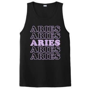 Retro Aries Zodiac Birthday Purple Lilac Lavender March Cute PosiCharge Competitor Tank