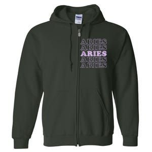 Retro Aries Zodiac Birthday Purple Lilac Lavender March Cute Full Zip Hoodie