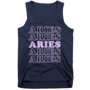 Retro Aries Zodiac Birthday Purple Lilac Lavender March Cute Tank Top