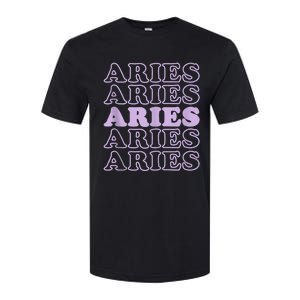 Retro Aries Zodiac Birthday Purple Lilac Lavender March Cute Softstyle CVC T-Shirt